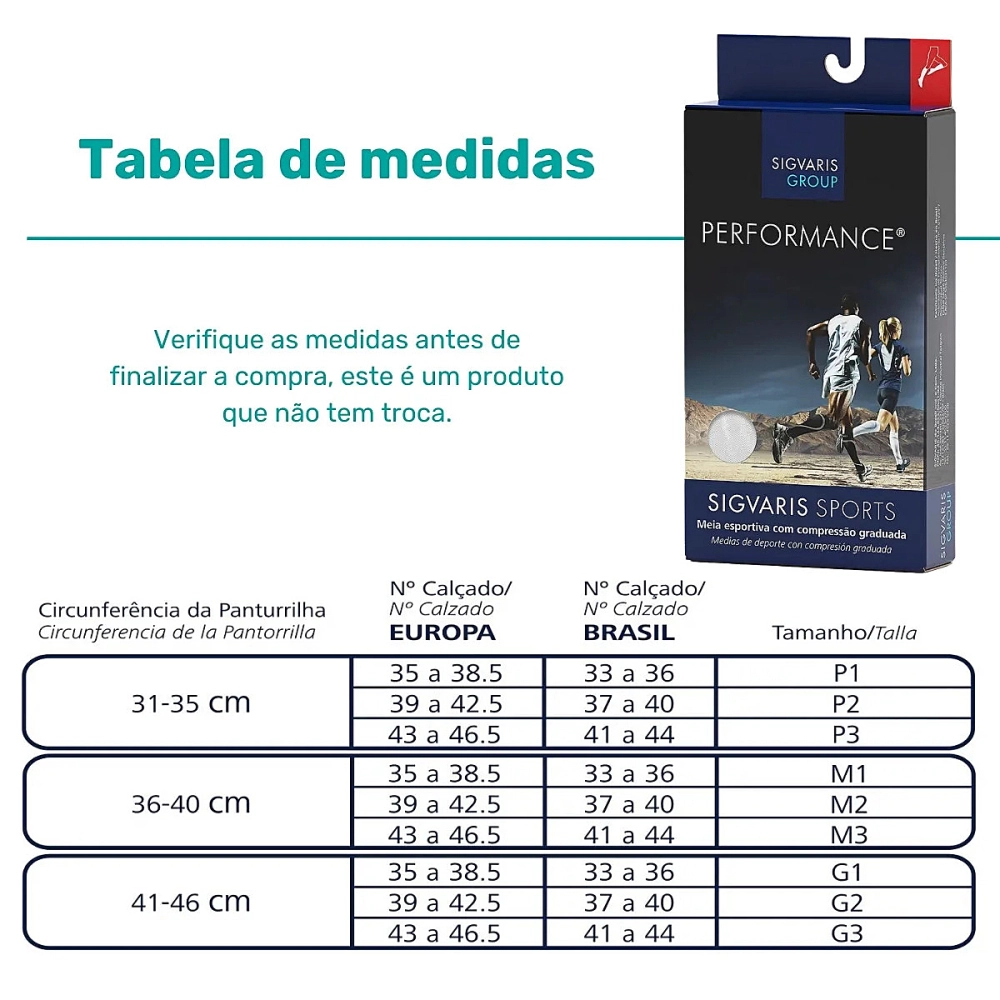 Meia de Compressão Esportiva Performance 20-30mmHg Unissex Graduada Para Corrida e Atividades Física Sigvaris