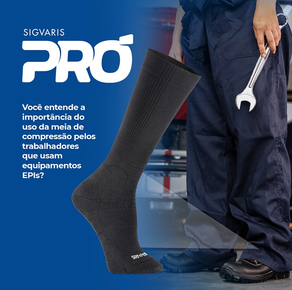 Meia De Compressão Suave Graduada 3/4 Pró Preta 15-20 mmHg Unissex Sigvaris