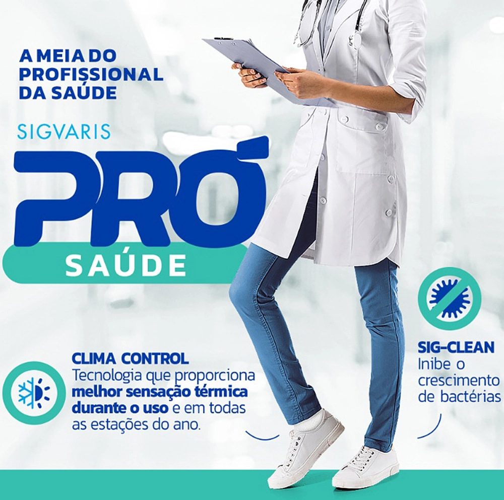 Meia De Compressão Suave Graduada 3/4 Pró Saúde Branca 15-20 mmHg Unissex Sigvaris