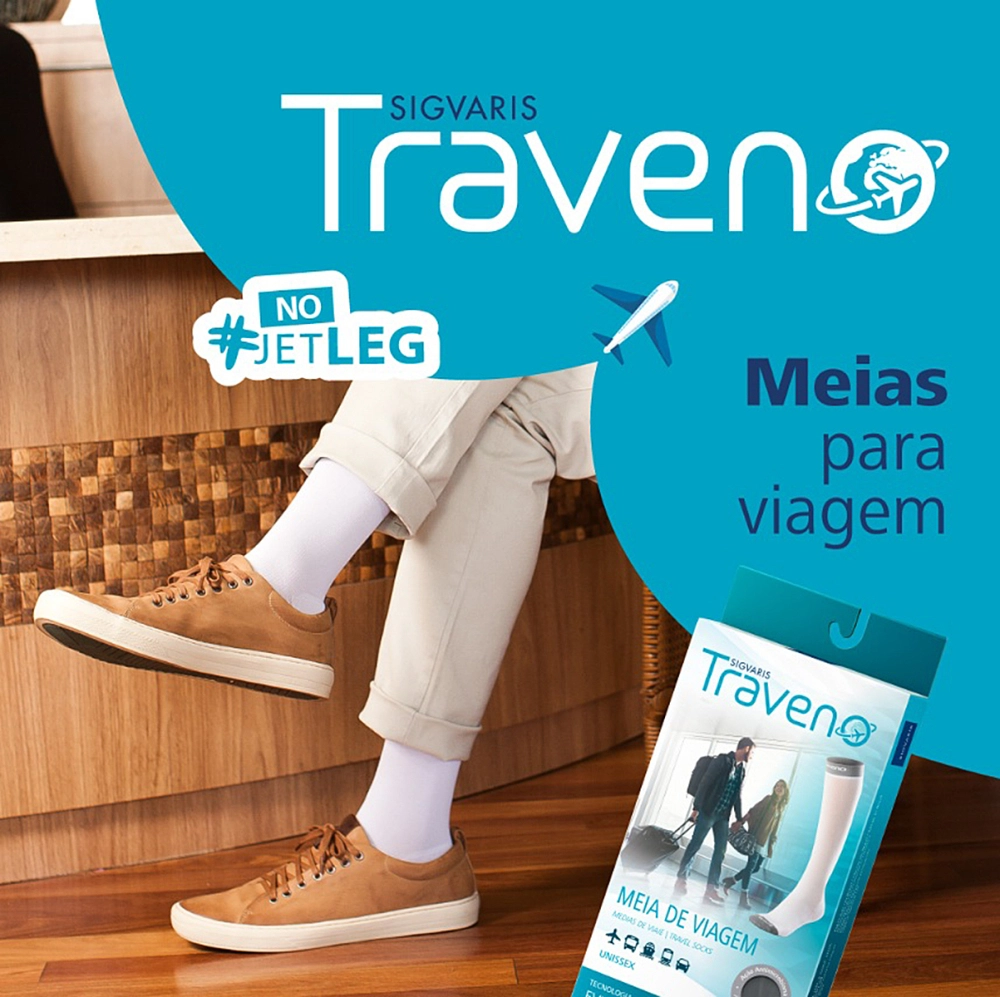 Meia Para Viagem 3/4 Compressão Suave Traveno Fechada Evita Inchaço Unissex Sigvaris