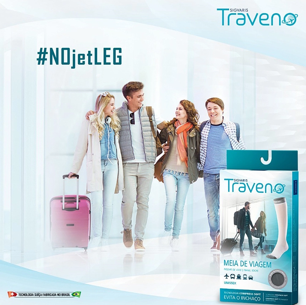 Meia Para Viagem 3/4 Compressão Suave Traveno Fechada Evita Inchaço Unissex Sigvaris