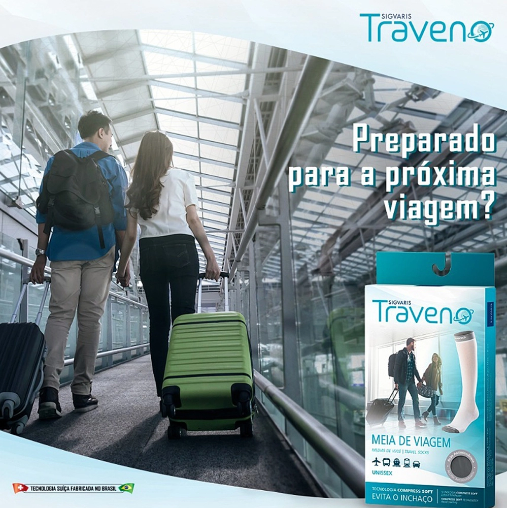 Meia Para Viagem 3/4 Compressão Suave Traveno Fechada Evita Inchaço Unissex Sigvaris