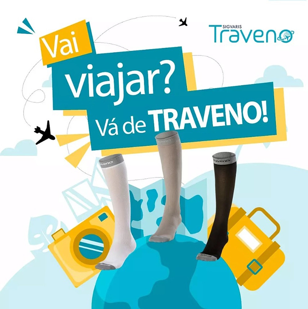 Meia Para Viagem 3/4 Compressão Suave Traveno Fechada Evita Inchaço Unissex Sigvaris