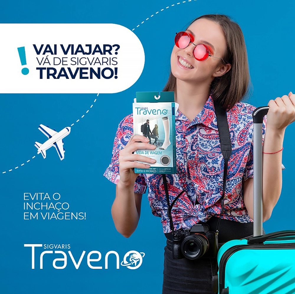 Meia Para Viagem 3/4 Compressão Suave Traveno Fechada Evita Inchaço Unissex Sigvaris