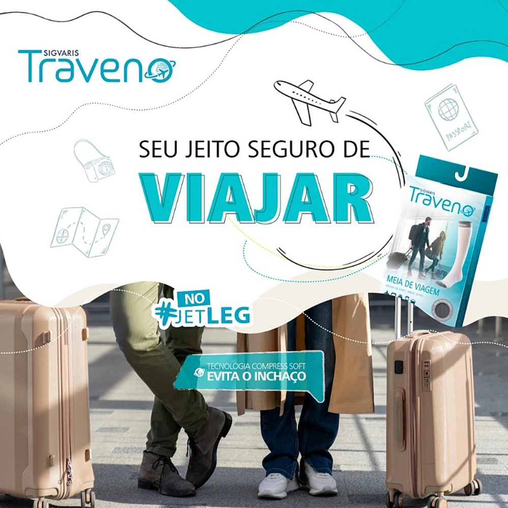 Meia Para Viagem 3/4 Compressão Suave Traveno Fechada Evita Inchaço Unissex Sigvaris