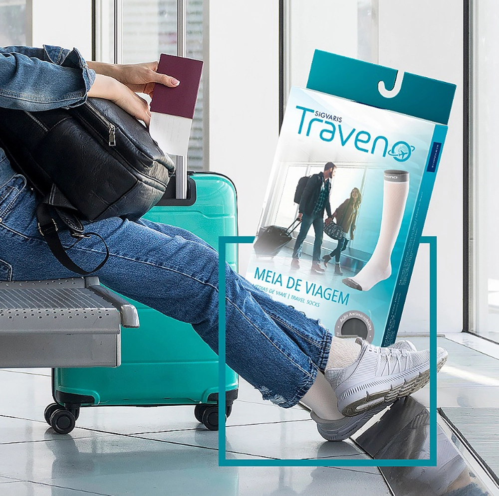 Meia Para Viagem 3/4 Compressão Suave Traveno Fechada Evita Inchaço Unissex Sigvaris