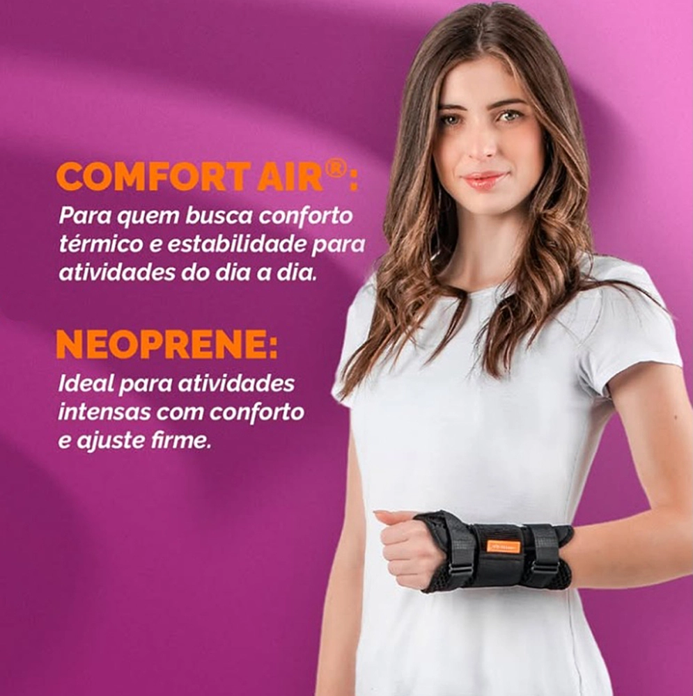 Munhequeira Com Tala Imobilizadora Unilateral Ajustavel Ortese Para Punho Mao Pulso Unissex Hidrolight