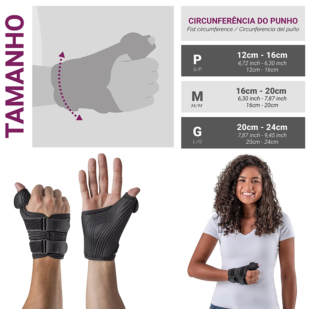 Munhequeira Ortese Tala De Polegar Imobilizadora Estabilizadora Ajustavel Termica Unilateral Lean Hidrolight