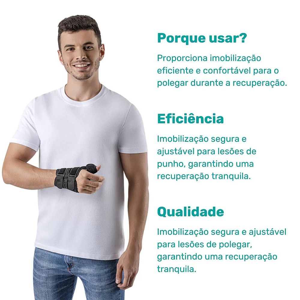 Munhequeira Ortese Tala De Polegar Imobilizadora Estabilizadora Ajustavel Termica Unilateral Lean Hidrolight