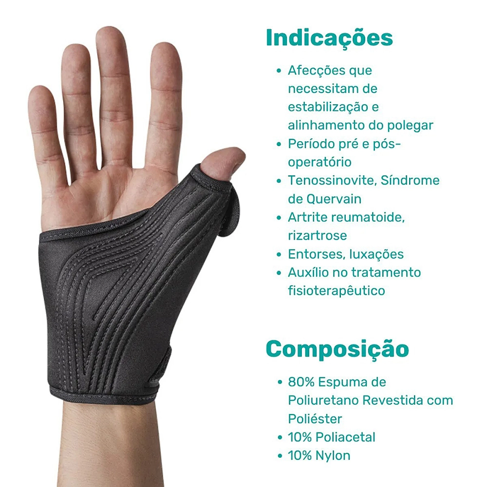 Munhequeira Ortese Tala De Polegar Imobilizadora Estabilizadora Ajustavel Termica Unilateral Lean Hidrolight