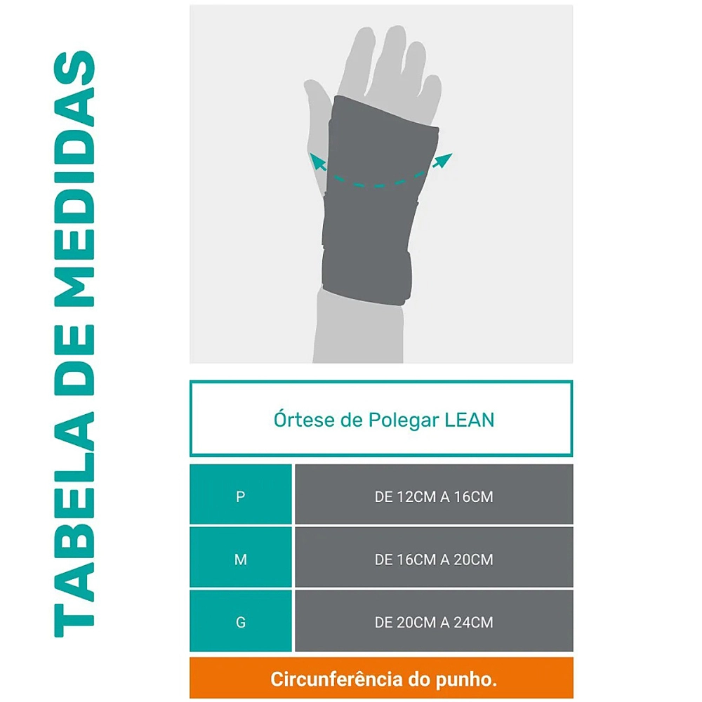 Munhequeira Ortese Tala De Polegar Imobilizadora Estabilizadora Ajustavel Termica Unilateral Lean Hidrolight