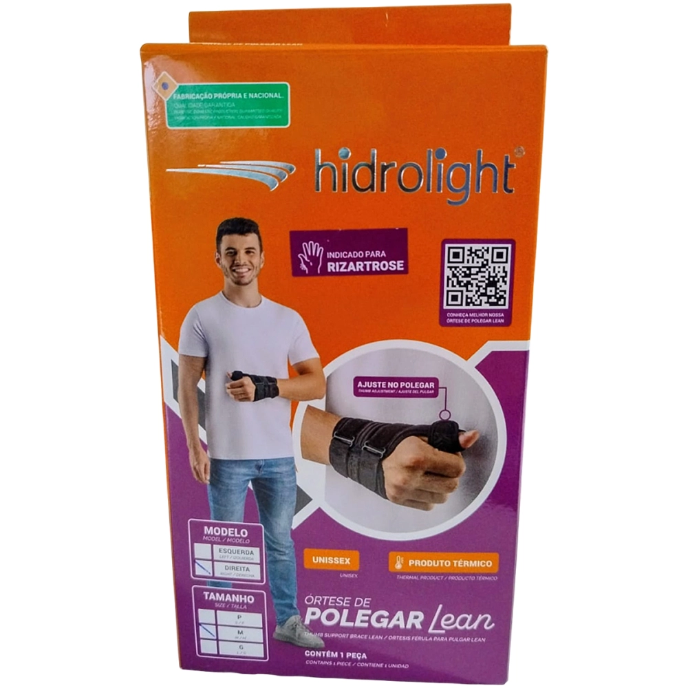 Munhequeira Ortese Tala De Polegar Imobilizadora Estabilizadora Ajustavel Termica Unilateral Lean Hidrolight