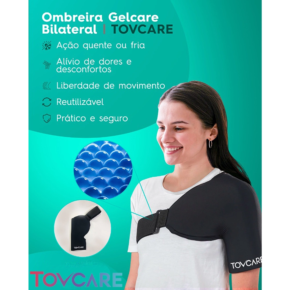 Ombreira Ajustável Em Gel Flexível Bilateral Compressa Térmica Quente Frio Gelcare Tovcare