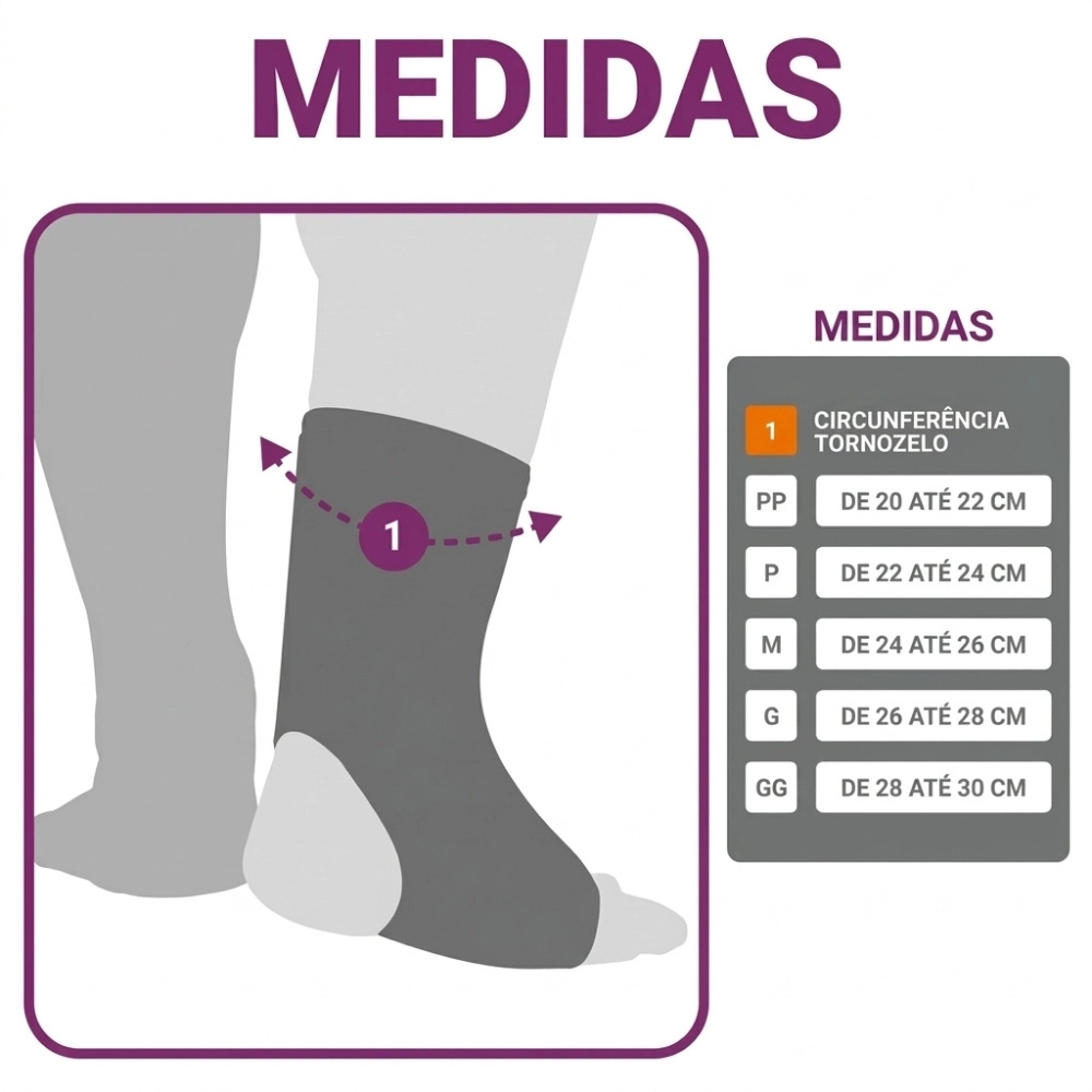 Tornozeleira Ortopédica de Neoprene com Zíper Bilateral Hidrolight