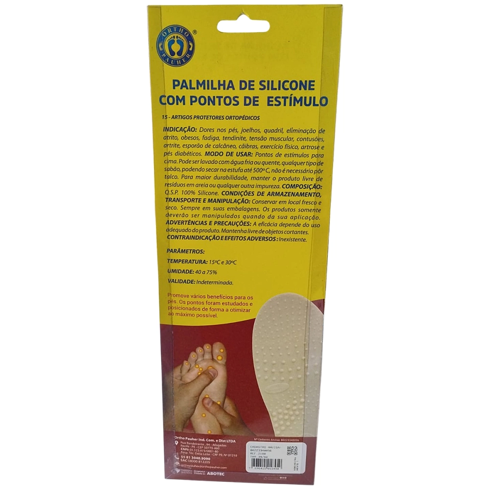 Palmilha de Silicone Gel Ortopédica Anti impacto Fascite Esporão Prática De Esportes Pontos de Estimulo Ortho Pauher