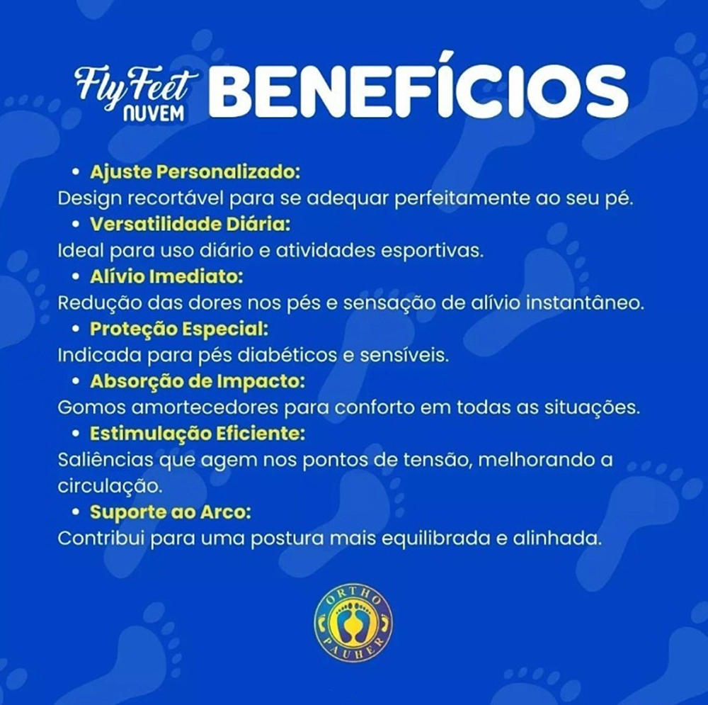 Palmilha Nuvem Ortopédica Absorve Impacto Conforto Fly Feet Esporao Fascite Plantar Para Pés Diabéticos Ortho Pauher 