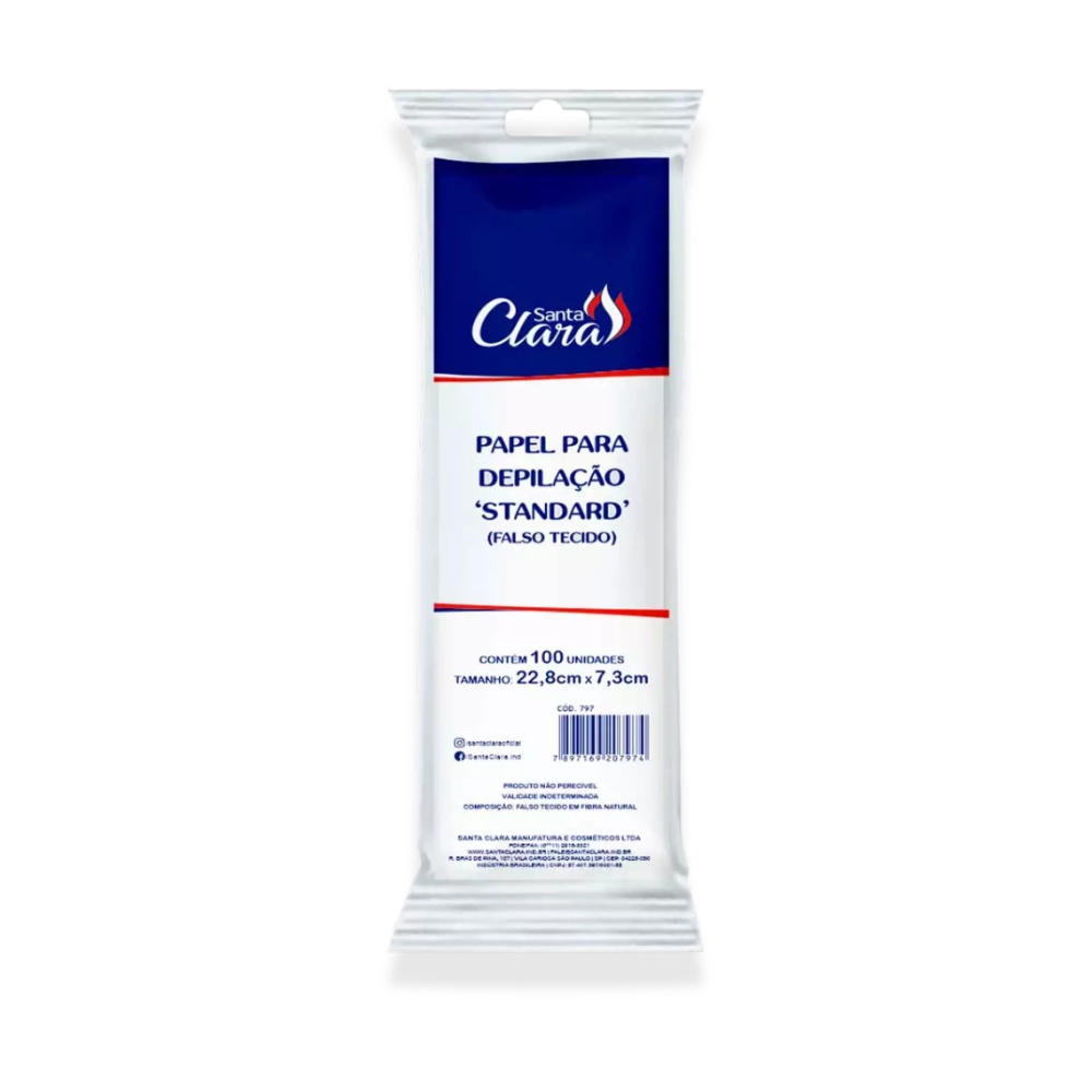 Papel Para Depilação Tecido falso 22,8x7,3cm 100 Unidades Standard Santa Clara