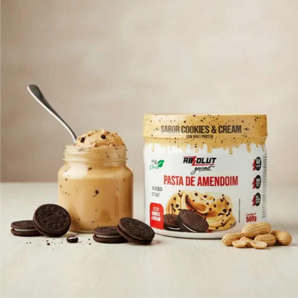 Pasta De Amendoim Gourmet Com Whey Protein Cookies Com Chocolate Branco 650g Absolut