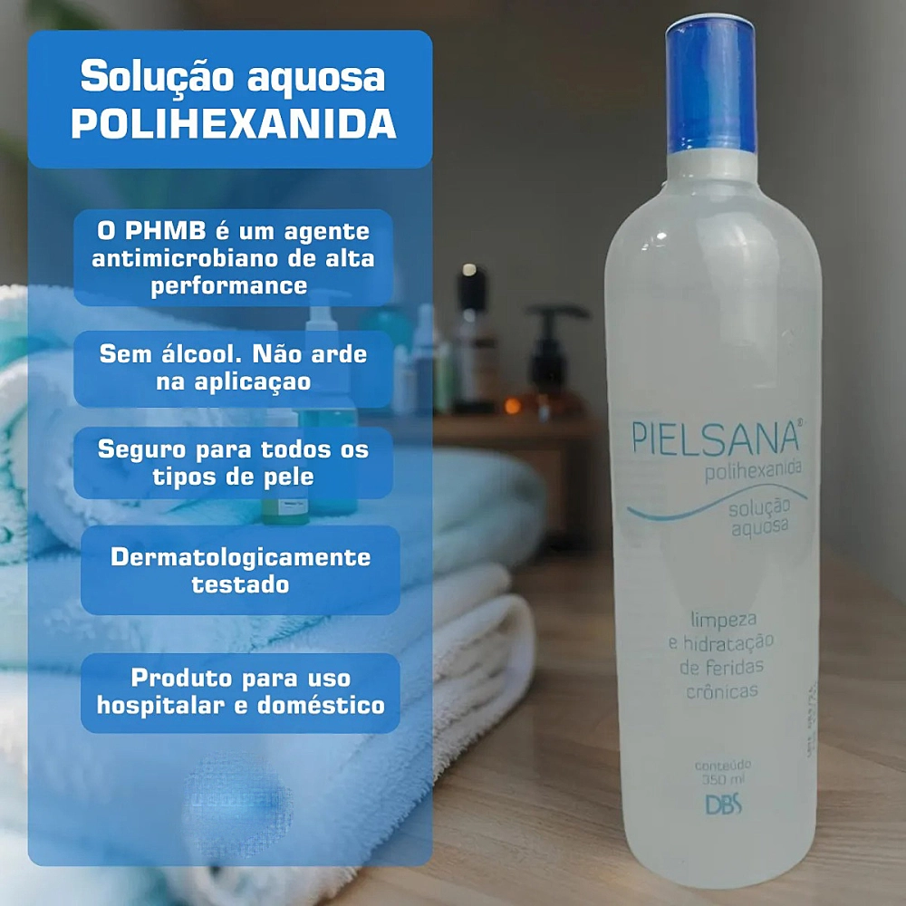 Pielsana Polihexanida Solução Aquosa Com PHMB Limpeza E Hidratação De Feridas 350 ML