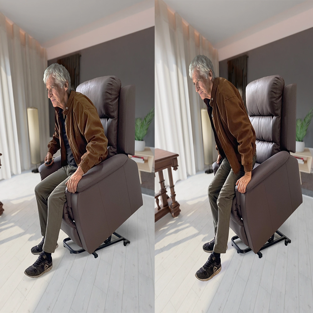 Poltrona Cadeira Massageadora Eletrica Reclinavel Com Elevaçao Theralift TM3000 Standard Bivolt Com Controle Remoto Theramart