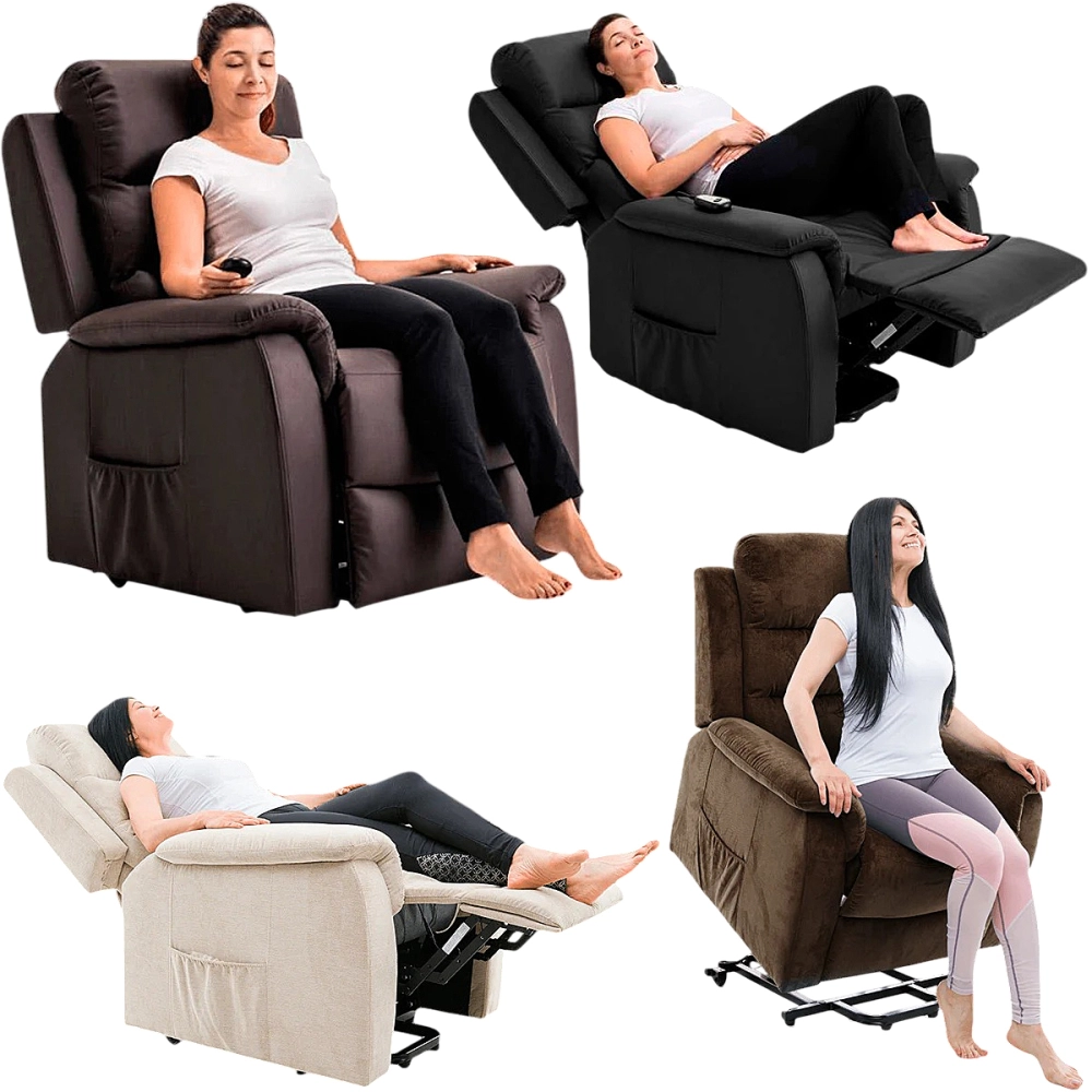 Poltrona Cadeira Massageadora Eletrica Reclinavel Com Elevaçao Theralift TM3000 Standard Bivolt Com Controle Remoto Theramart