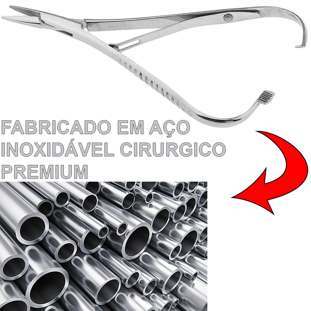 Porta Agulha Para Suturas Aço Inoxidável Mathieu 14 cm ABC Instrumentos Cirúrgicos