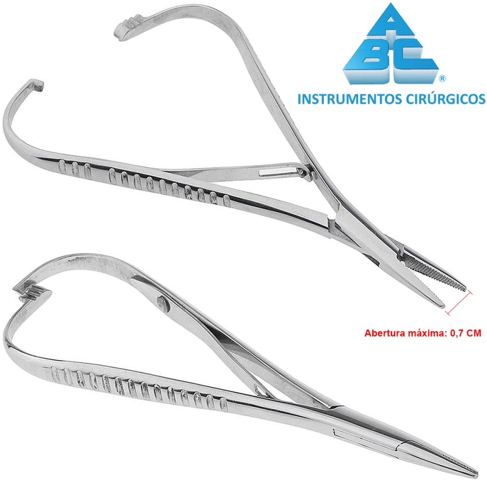 Porta Agulha Para Suturas Aço Inoxidável Mathieu 14 cm ABC Instrumentos Cirúrgicos