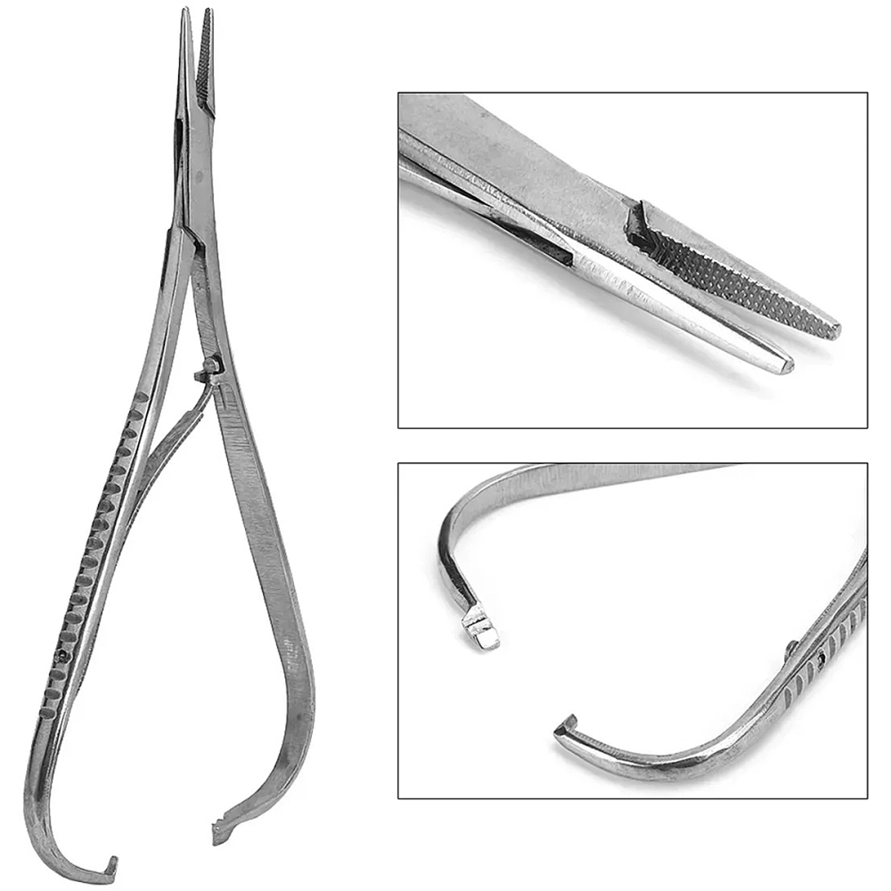 Porta Agulha Para Suturas Aço Inoxidável Mathieu 14 cm ABC Instrumentos Cirúrgicos