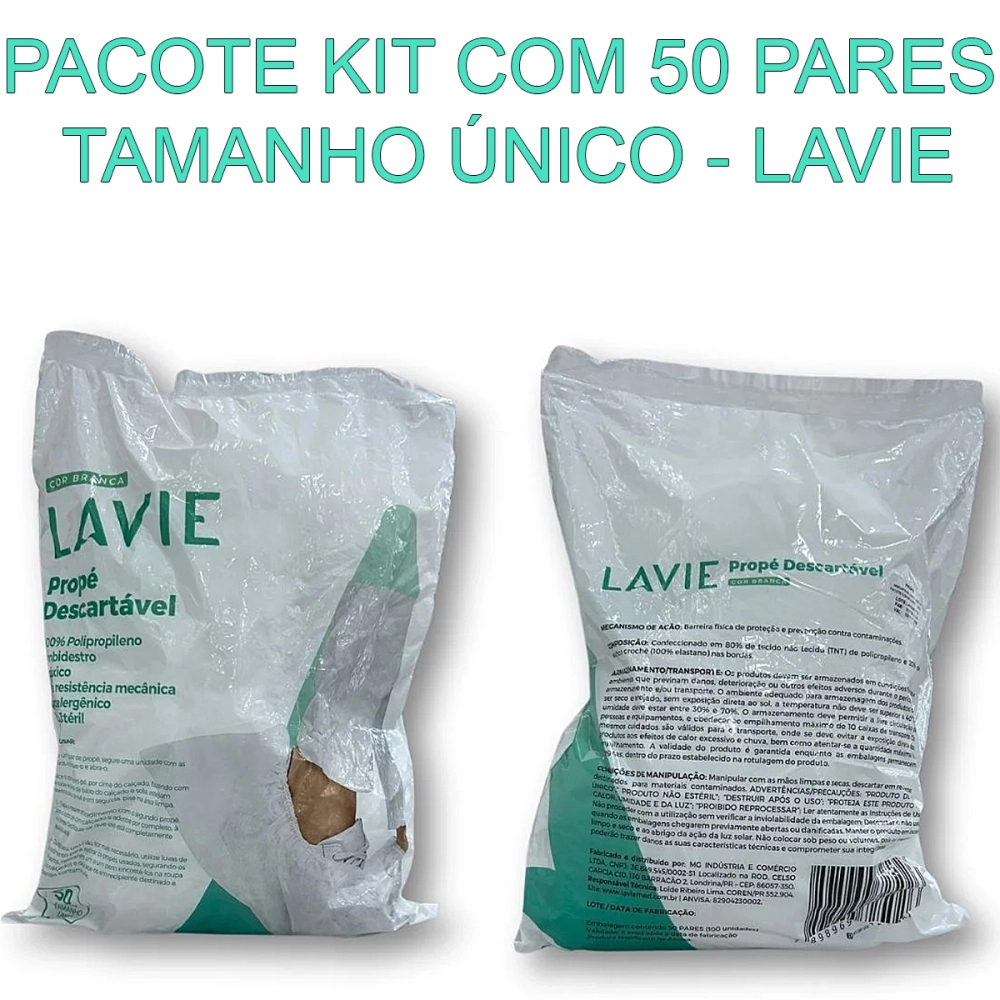 Propé Sapatilha Descartavel Branco Protetor de Calçados 100 Unidades Lavie