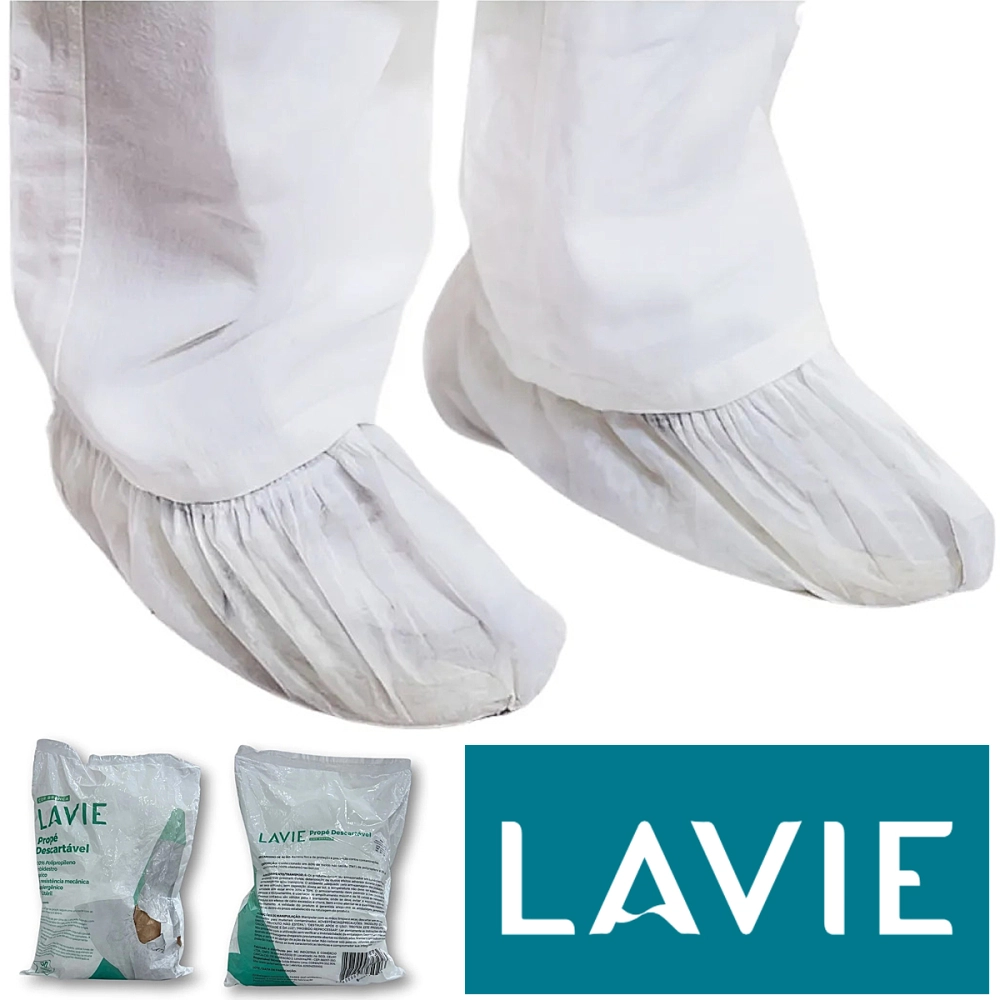 Propé Sapatilha Descartavel Branco Protetor de Calçados 100 Unidades Lavie
