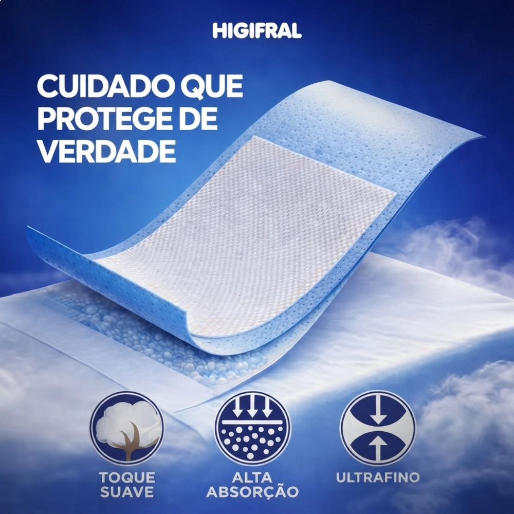 Protetor de Colchão M 1,20M X80CM Absorvente Lençol Descartável Higifral