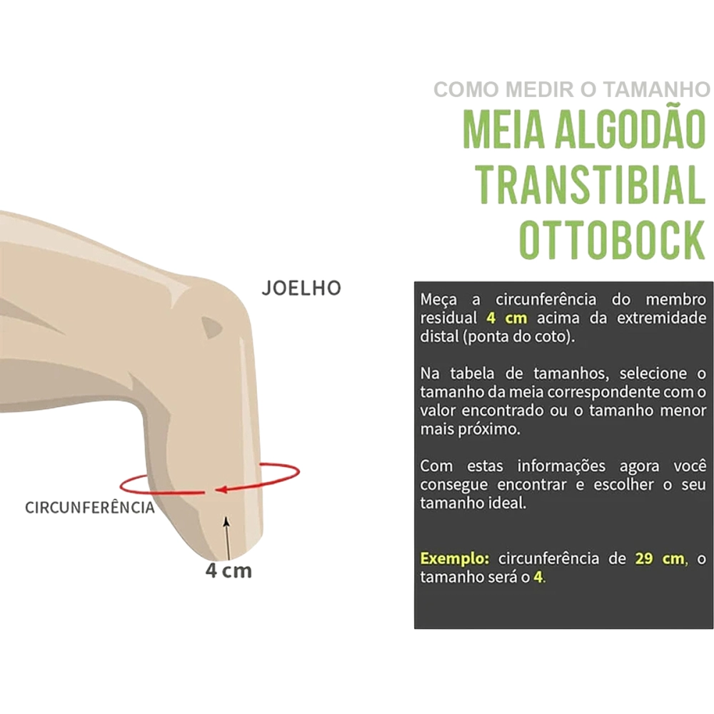 Revestimento De Silicone Meia De Proteção Para Coto Derma Seal Branca 453D7 Ottobock