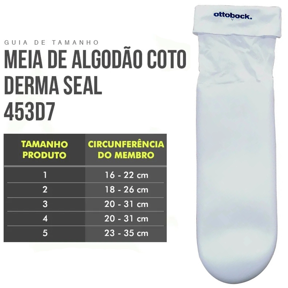Revestimento De Silicone Meia De Proteção Para Coto Derma Seal Branca 453D7 Ottobock