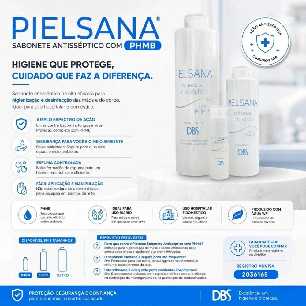 Sabonete Antisseptico com PHMB 500ml Pielsana