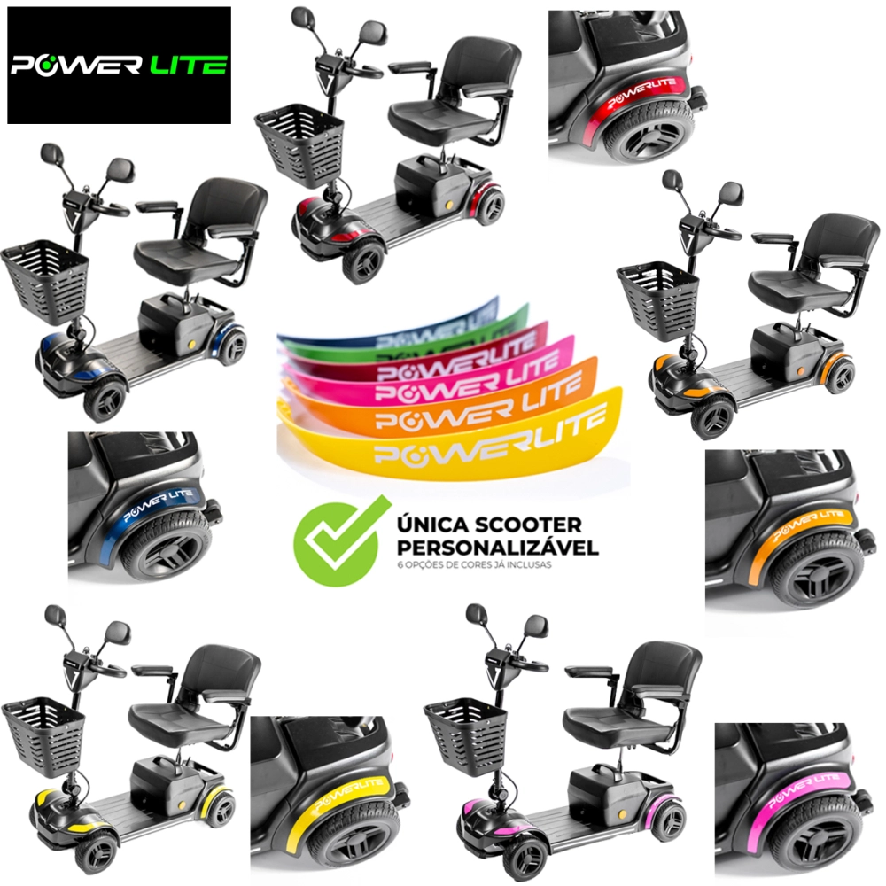 Scooter Motorizada Desmontável Elétrica Cadeira Rodas Até 136 Kg Speed S Power Lite Cor 6 em 1