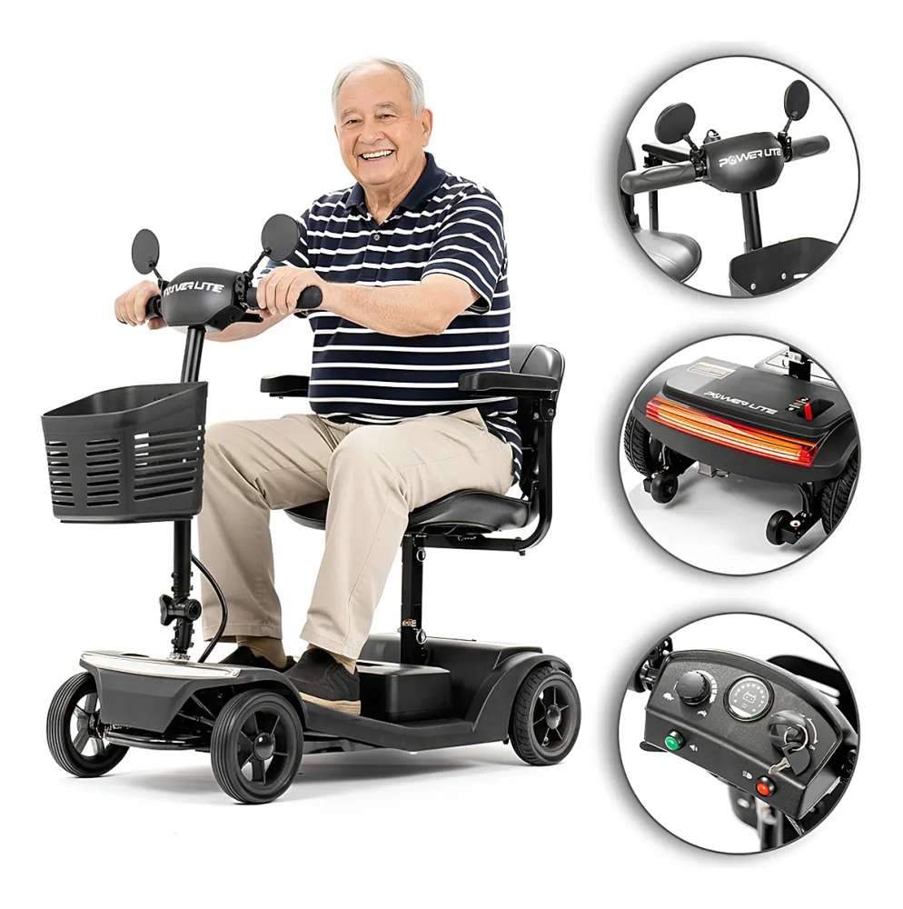 Scooter Motorizada Eletrica Cadeira A Bateria Leve Dobravel Desmontavel Lumus Capacidade De 136 kg Power Lite