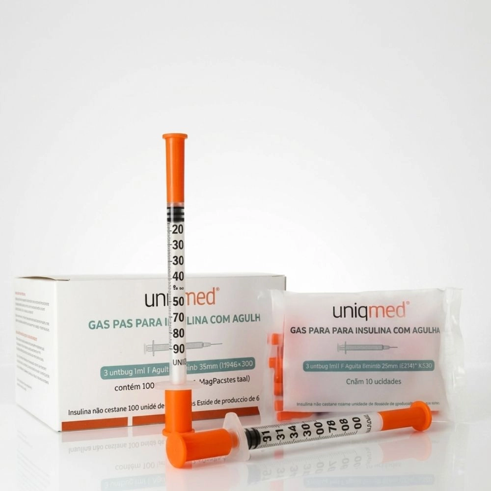 Seringa Para Insulina Com Agulha 1ml 6mmx0,25mm 31g Pacote C/10 Estéril Uniqmed