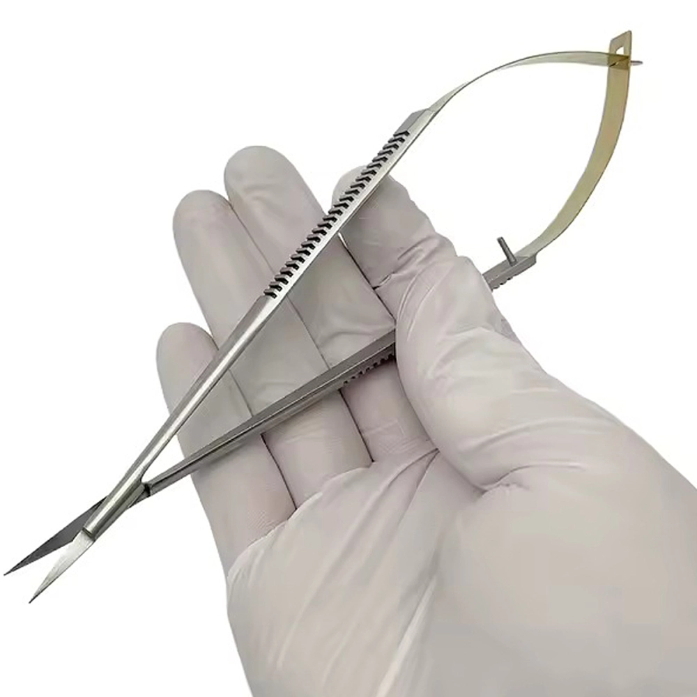 Tesoura Castroviejo Reta Com Serrilha Aço Inoxidável 11 cm Golgran 
