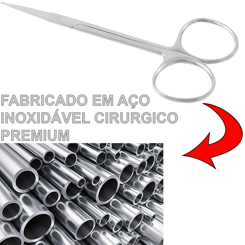 Tesoura Metzembaum Aço Inoxidável Tamanho 12 cm Reta Golgran