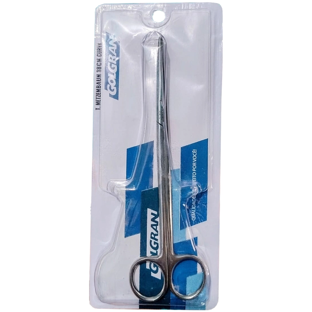 Tesoura Metzembaum Aço Inoxidável Tamanho 18 cm Curva Golgran