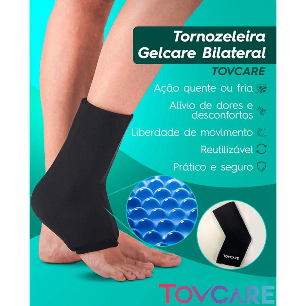 Tornozeleira Em Gel Flexível Bilateral Compressa Térmica Quente Frio Gelcare Tovcare