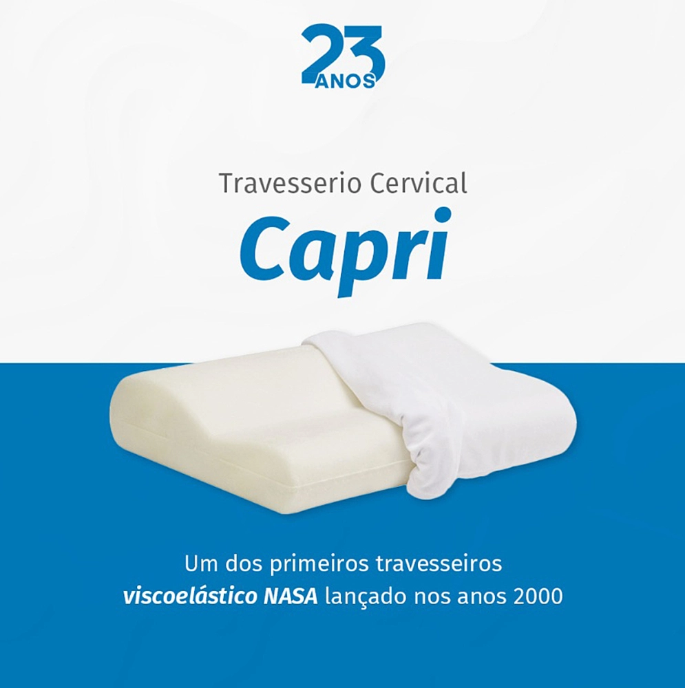 Travesseiro Almofada Anatomico Cervical Capri Perfil Baixo Visco Elastico 50 x 31 x 10/7 Cm Tecnologia NASA 201002 Perfetto