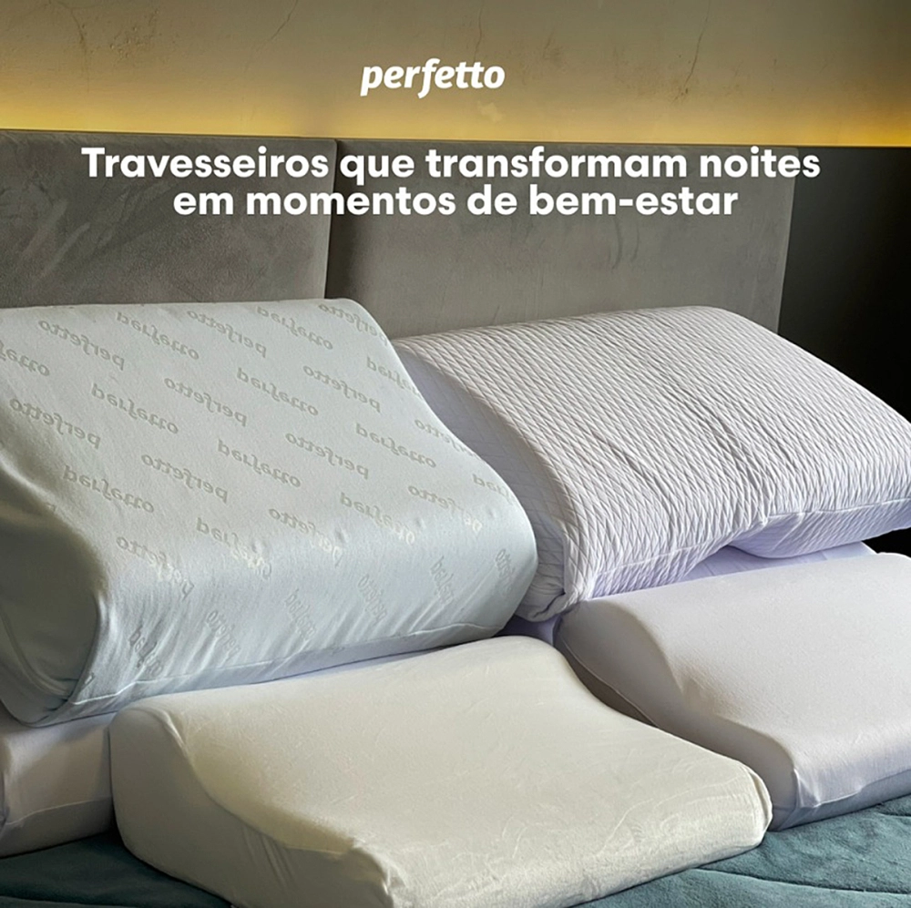 Travesseiro Almofada Anatomico Cervical Capri Perfil Baixo Visco Elastico 50 x 31 x 10/7 Cm Tecnologia NASA 201002 Perfetto