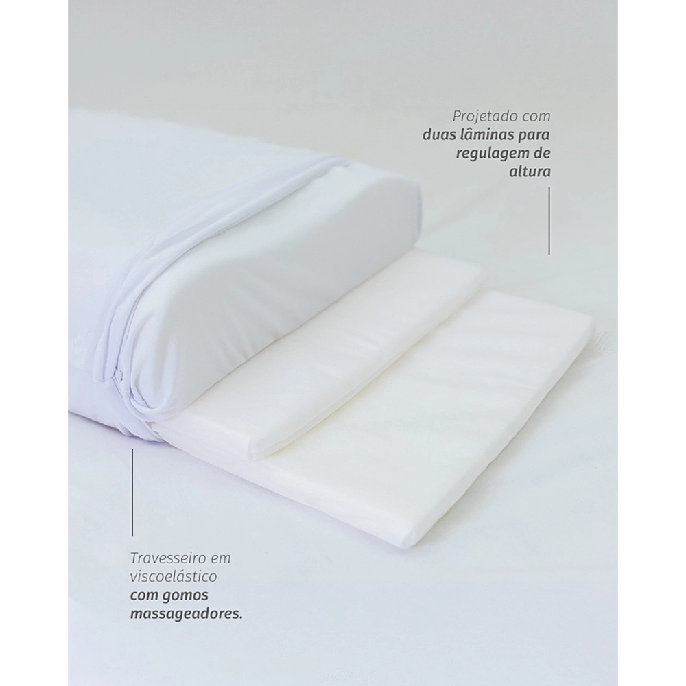 Travesseiro Almofada Multi Camadas Altura Ajustavel Regulavel Tecnologia Nasa Viscoelastico Branco Perfetto 