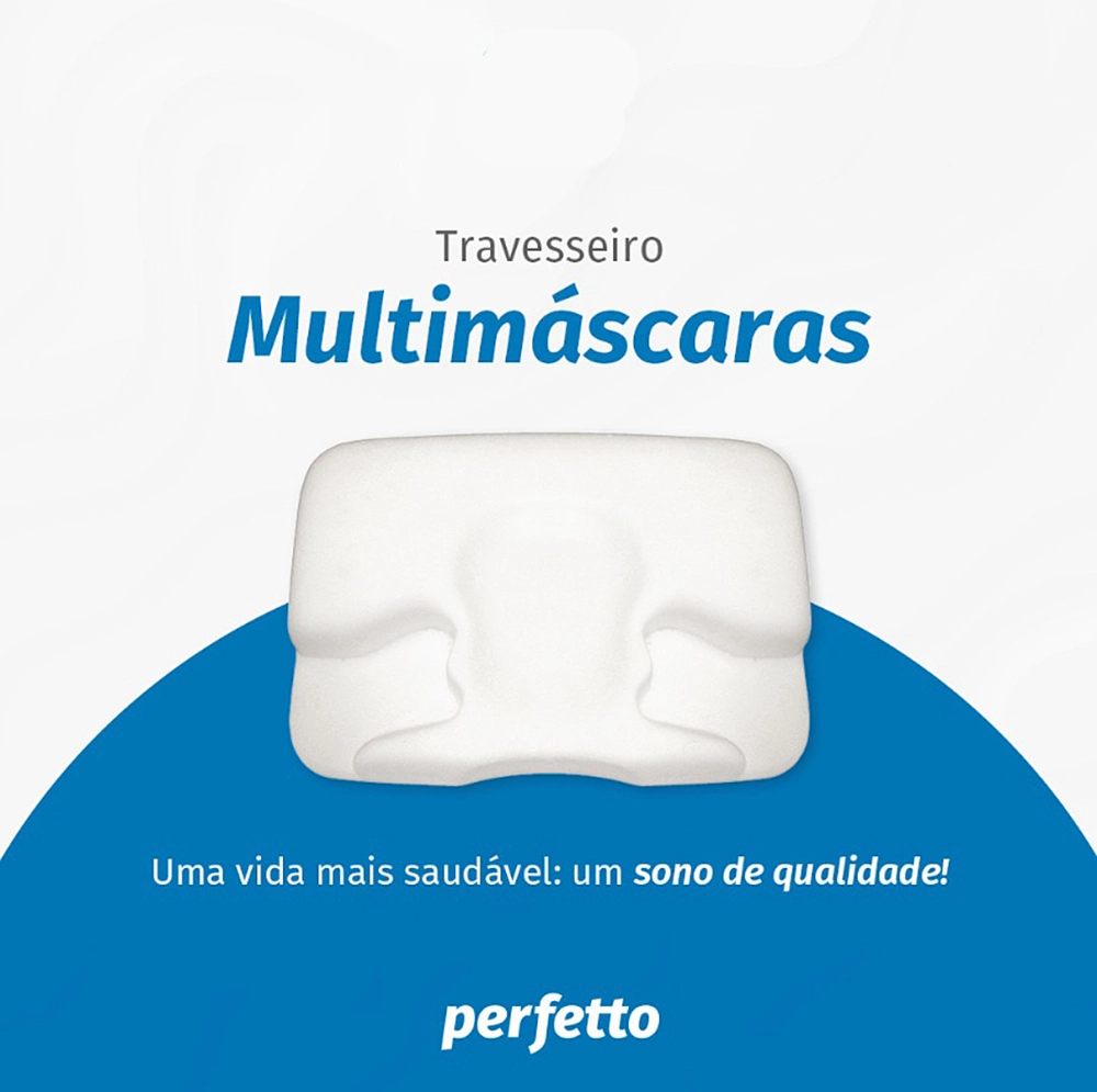 Travesseiro Almofada Multi Mascaras Para Uso De Mascara Respiratorias CPAP BiPAP Tecnologia Nasa Viscoelastico 64 x 44 x 12 Cm 205005 Perfetto