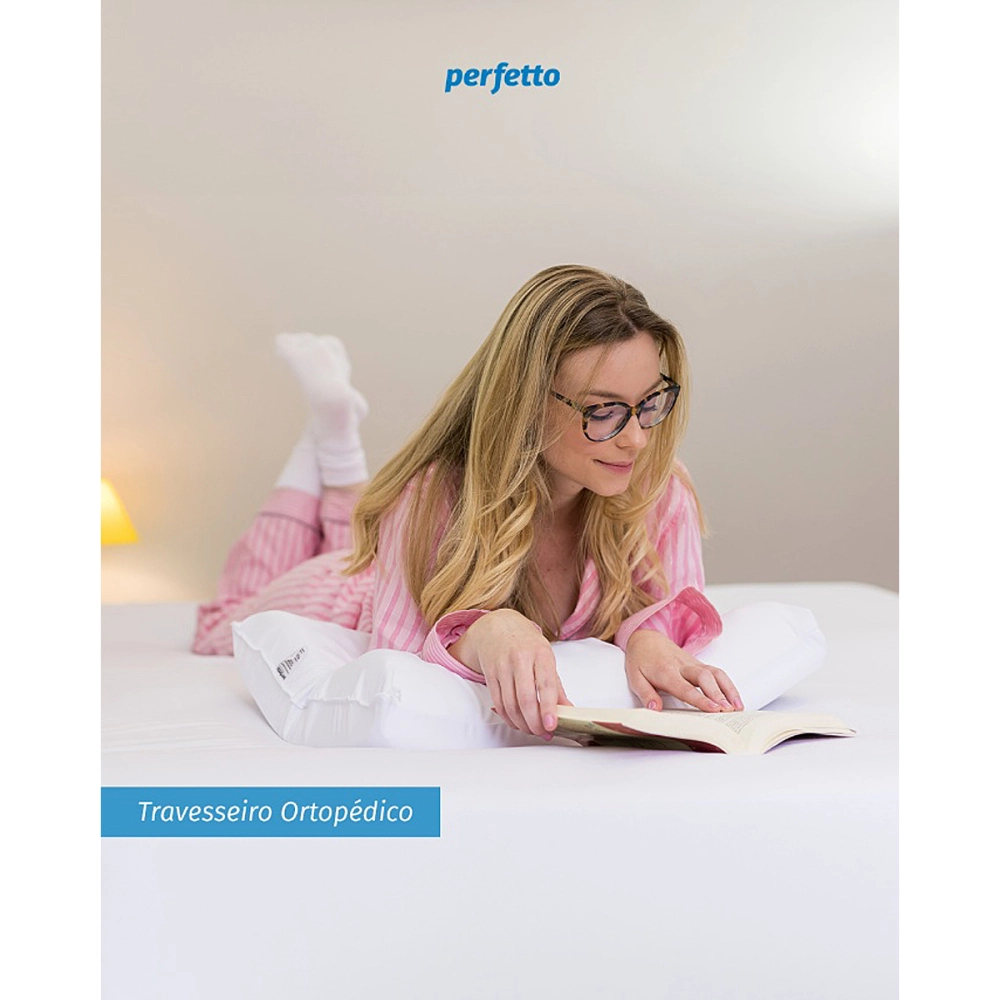 Travesseiro Almofada Ortopedico Genova Perfil Baixo 60 x 42 x 10 cm Latex De Poliuretano 202003 Perfetto 