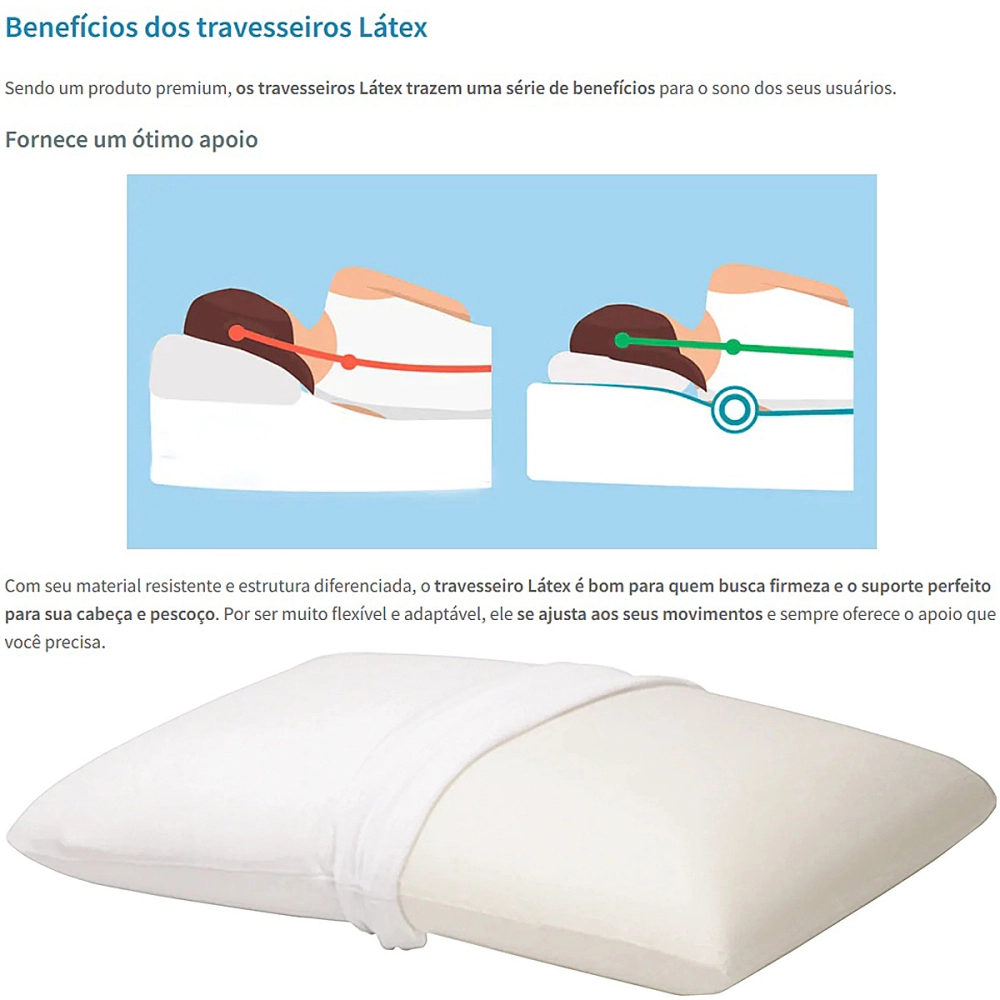 Travesseiro Almofada Ortopedico Genova Perfil Baixo 60 x 42 x 10 cm Latex De Poliuretano 202003 Perfetto 