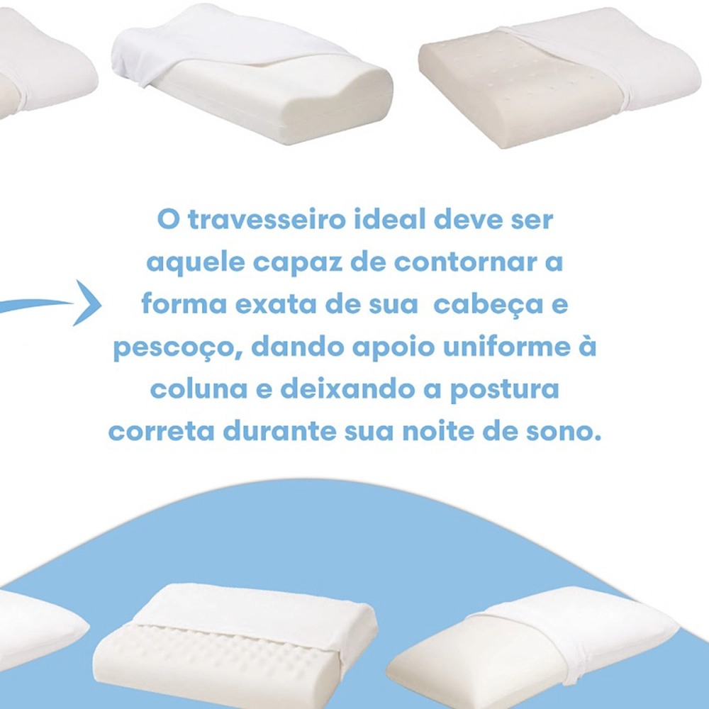 Travesseiro Almofada Super Cervical Visco Capa Em Plush Tecnologia NASA 48 x 33 x 7/12 cm 202324 Perfetto