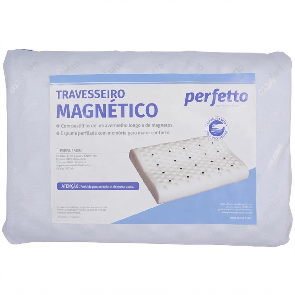 Travesseiro Magnetico Visco Elastico  Alto 61x42x13Cm Perfetto 