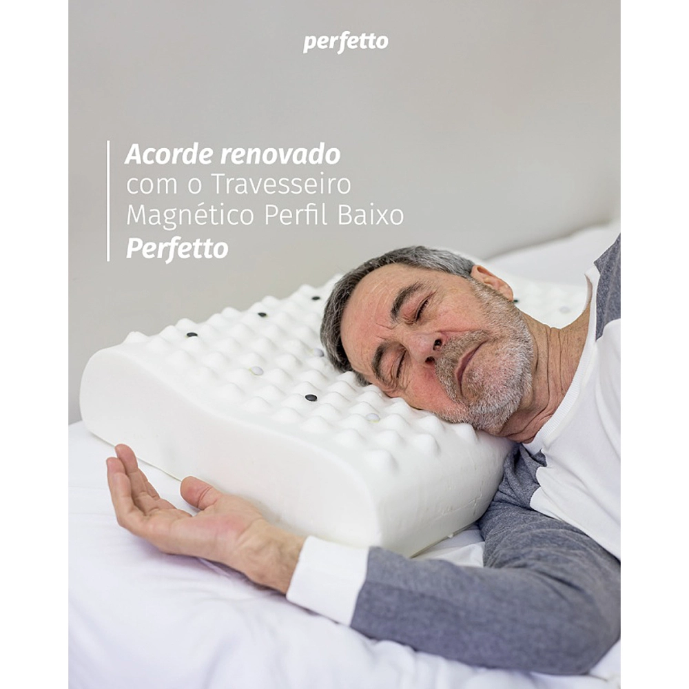 Travesseiro Magnetico Visco Elastico Magnoterapia Terapeutico Perfil Baixo 61 x 42 x 13/11 Cm Perfetto 205006